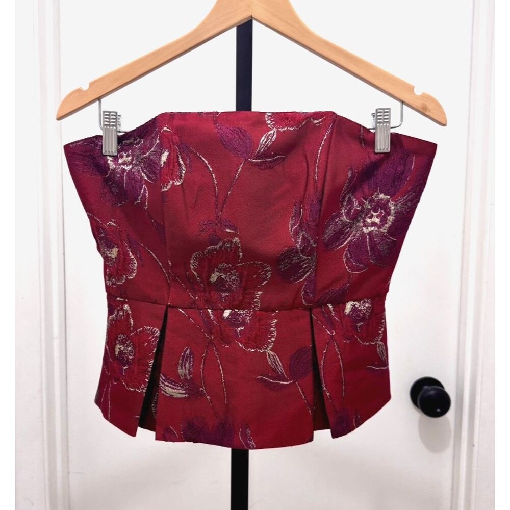 Hutch Strapless Corset Med Red Gold Tapestry Dark Floral Peplum Festival